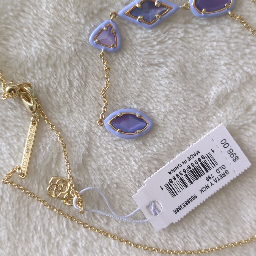 Kendra Scott Greta Gold Y Necklace Lavender Mix New Purple Nwt - Picture 8 of 12